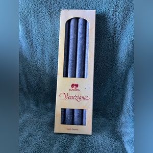 SET OF 4 BLUE 100% STEARIN TAPER CANDLES